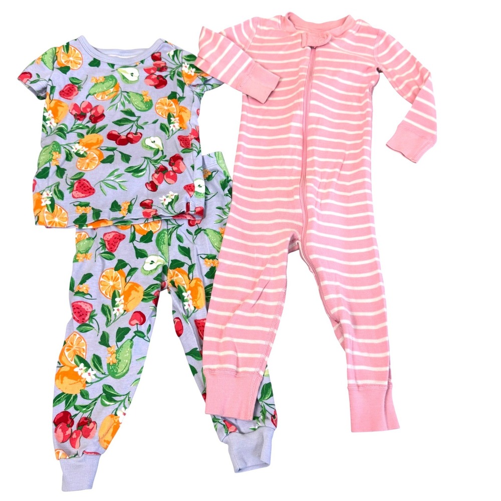 Janie and Jack Hanna Andersson Pajamas Kids 18-24M Fruit Stripe Bundle Pink Blue